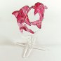 Hand Blown Glass Red Twin Dolphin Fish #2 Art Glass Animal Figurines Thai Gifts