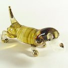 Hand Blown Glass Yellow Dachshund Gilt Art Glass Animal Figurines Thai Gifts