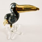 Hand Blown Glass Aqua Pelican Bird Gilt Art Glass Animal Figurines Thai Gifts