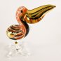 Hand Blown Glass Orange Pelican Bird Gilt Art Glass Animal Figurines Thai Gifts
