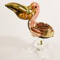 Hand Blown Glass Orange Pelican Bird Gilt Art Glass Animal Figurines Thai Gifts