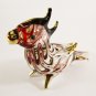 Hand Blown Glass Red-White Parrot Bird Gilt Art Glass Animal Figurines Thai Gifts