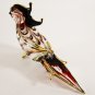 Hand Blown Glass Red-White Parrot Bird Gilt Art Glass Animal Figurines Thai Gifts