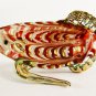 Hand Blown Glass Red-White-Green Catfish Gilt Art Glass Animal Figurines Thai Gifts