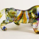 Hand Blown Glass Blue-Violet-Yellow Tiger Gilt Art Glass Animal Figurines Thai Gifts