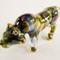 Hand Blown Glass Blue-Violet-Yellow Tiger Gilt Art Glass Animal Figurines Thai Gifts