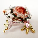 Hand Blown Glass Red-Pink Frog Gilt Art Glass Animal Figurines Thai Gifts
