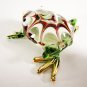 Hand Blown Glass Red-Green Frog Gilt Art Glass Animal Figurines Thai Gifts