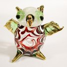 Hand Blown Glass Red-Green Owl Gilt Art Glass Animal Figurines Thai Gifts