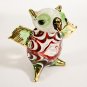 Hand Blown Glass Red-Green Owl Gilt Art Glass Animal Figurines Thai Gifts