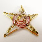 Hand Blown Glass Red-Yellow Starfish Gilt Art Glass Animal Figurines Thai Gifts