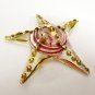 Hand Blown Glass Red-Yellow Starfish Gilt Art Glass Animal Figurines Thai Gifts