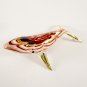 Hand Blown Glass Red-Yellow Dolphin Fish Gilt #4 Art Glass Animal Figurines Thai Gifts