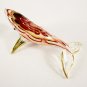 Hand Blown Glass Red-Yellow Dolphin Fish Gilt #4 Art Glass Animal Figurines Thai Gifts