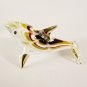 Hand Blown Glass Red-Yellow Dolphin Fish Gilt #5 Art Glass Animal Figurines Thai Gifts
