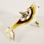 Hand Blown Glass Red-Yellow Dolphin Fish Gilt #5 Art Glass Animal Figurines Thai Gifts