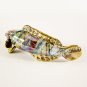 Hand Blown Glass Aqua-Orange-Yellow Amazon River Fish Gilt Art Glass Animal Figurines Thai Gifts