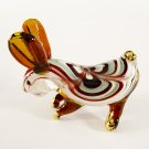 Hand Blown Glass Red-Green Rabbit Gilt Art Glass Animal Figurines Thai Gifts