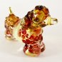 Hand Blown Glass Red Poodle Dog Gilt Art Glass Animal Figurines Thai Gifts