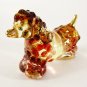Hand Blown Glass Red Poodle Dog Gilt Art Glass Animal Figurines Thai Gifts