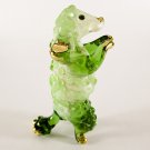 Hand Blown Glass Green Poodle Dog Gilt Art Glass Animal Figurines Thai Gifts