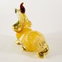 Hand Blown Glass Yellow Chisu Dog Gilt #2 Art Glass Animal Figurines Thai Gifts