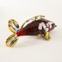 Hand Blown Glass Red-Blue Carp (Koi) Fish Gilt #2 Art Glass Animal Figurines Thai Gifts