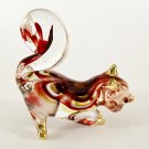 Hand Blown Glass Red-Yellow Squirrel Gilt #2 Art Glass Animal Figurines Thai Gifts