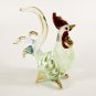 Hand Blown Glass Green-Blue Rooster Gilt Art Glass Animal Figurines Thai Gifts