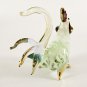 Hand Blown Glass Green-Blue Rooster Gilt Art Glass Animal Figurines Thai Gifts