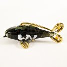 Hand Blown Glass Black Carp (Koi) Fish Gilt Art Glass Animal Figurines Thai Gifts