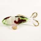 Hand Blown Glass Green-Red-Pink Carp (Koi) Fish Gilt