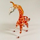 Hand Blown Glass Orange Giraffe 2 Miniature Glass Animal Figurines Thai Gifts