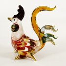 Hand Blown Glass Red-Yellow-Blue Rooster Gilt Art Glass Animal Figurines Thai Gifts