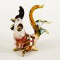 Hand Blown Glass Red-Yellow-Blue Rooster Gilt Art Glass Animal Figurines Thai Gifts