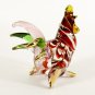 Hand Blown Glass Red-Green-Pink Hen Gilt Art Glass Animal Figurines Thai Gifts