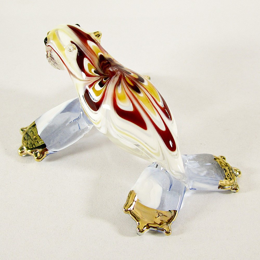 Hand Blown Glass Red-Yellow-Blue Seal (Sea Lion) Gilt Art Glass Animal ...