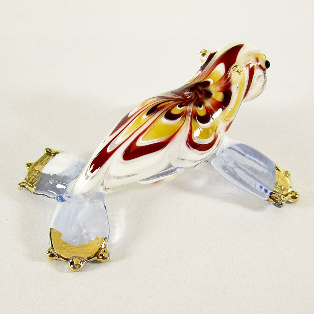 Hand Blown Glass Red-Yellow-Blue Seal (Sea Lion) Gilt Art Glass Animal ...