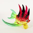 Hand Blown Glass Red-Yellow-Black-Green Fish Art Glass Animal Figurines Thai Gifts