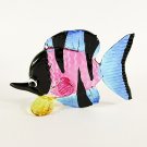 Hand Blown Glass Pink-Blue-Black-Yellow Fish