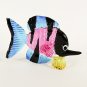 Hand Blown Glass Pink-Blue-Black-Yellow Fish