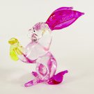 Hand Blown Glass Pink-Yellow Rabbit  Art Glass Animal Figurines Thai Gifts