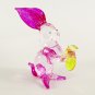 Hand Blown Glass Pink-Yellow Rabbit Art Glass Animal Figurines Thai Gifts