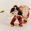 Hand Blown Glass White-Red Elephant Gilt Art Glass Animal Figurines Thai Gifts