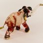 Hand Blown Glass White-Red Elephant Gilt Art Glass Animal Figurines Thai Gifts