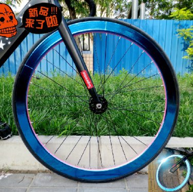 Fixie Bike Wheel Rim Stickers Reflect Light Blue (For 1 Wheel)
