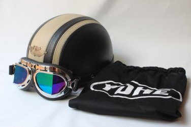 New Motorbike half face helmet with goggles (khaki)