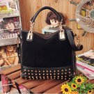 NEW Rivet Package Stitching Flannel Bag (HANDBAG) (BLACK)