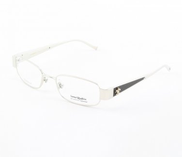 Loree Rodkin Rod Eyeglasses by Sama Col. Platinum with Clear Lenses, Leather and Sterling Silver
