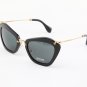 MIU MIU 10N 1AB-1A1 Women's Sunglasses Color Gold & Black with Grey Lenses NWT